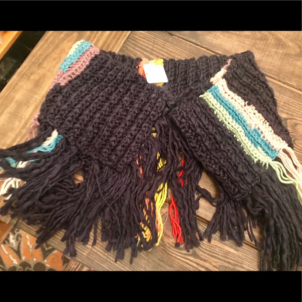 NWT Free People Rugby Rainbow Fringed Scarf - Picture 2 of 8